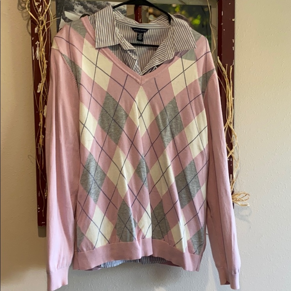 Tommy Hilfiger sweater and button up blouse